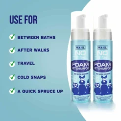 No Rinse Foam Pet Shampoo 200ml X 2 (Twin Pack) -By Anna hair studio wahl grooming shampoo no rinse ZY111 800 close up feature web 1024x1024 1