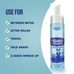 No Rinse Foam Pet Shampoo 200ml -By Anna hair studio wahl grooming shampoo no rinse ZY111 close up feature web 1024x1024 1